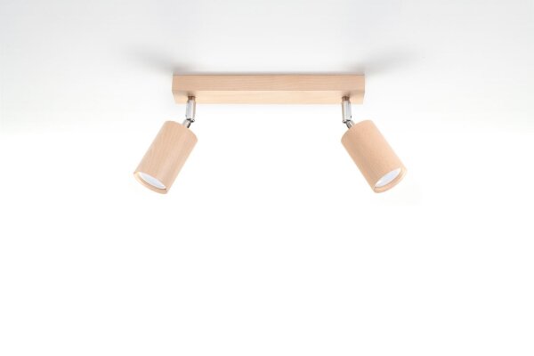Wohnlicher Deckenstrahler Wohnzimmer Holz L:36cm 2x