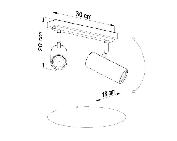 Schwarzer Deckenstrahler Metall L:30cm DUCCIA
