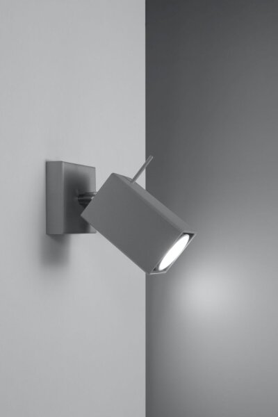 Grauer Wandspot eckig GU10 verstellbar Wandleuchte Flur