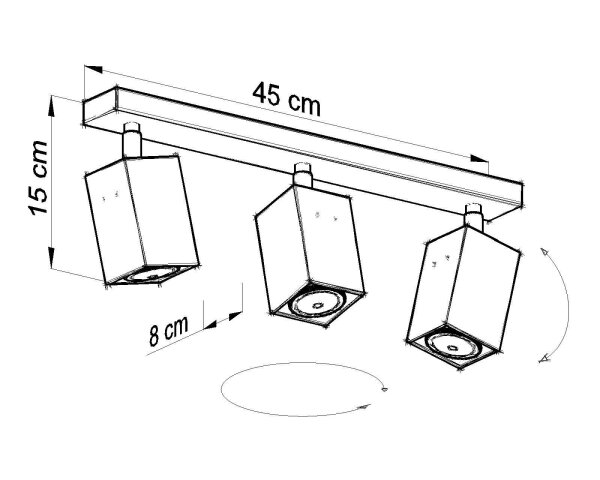 Deckenstrahler Grau Stahl B:45cm eckig 3x GU10 FALERIA