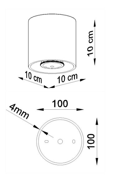 Metall Deckenlampe Anthrazit Ø10cm H:10cm klein G9