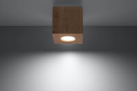 Quadratische Deckenleuchte Holz B:10cm klein GU10 Flur