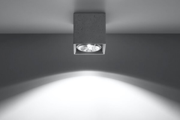 Eckiger Deckenspot Beton GU10 klein Wohnzimmer Flur