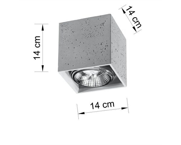 Eckiger Deckenspot Beton GU10 klein Wohnzimmer Flur
