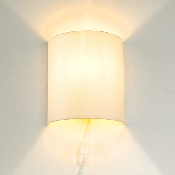 Stoff Wandleuchte mit Kabel Schalter Creme ALICE