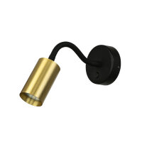 Wandleuchte mit Schalter Schwanenhals GU10 Schwarz Messing