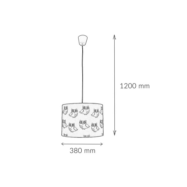 Graue Kinderlampe Eule Stoff Mädchen Grau Weiß