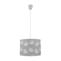 Graue Kinderlampe Eule Stoff Mädchen Grau Weiß