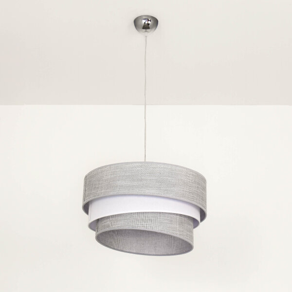 Hängelampe Wohnzimmer Grau Stoffschirm Ø45cm