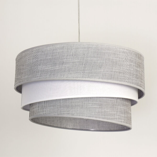 Hängelampe Wohnzimmer Grau Stoffschirm Ø45cm