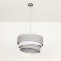 H&auml;ngelampe Wohnzimmer Grau Stoffschirm &Oslash;45cm