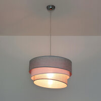 Hängelampe Wohnzimmer Grau Stoffschirm Ø45cm