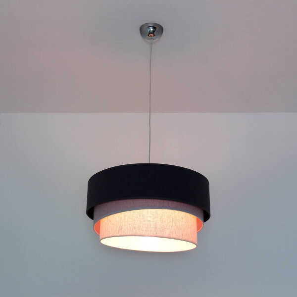 Graue Pendelleuchte Stoff Ø45cm modernes Design