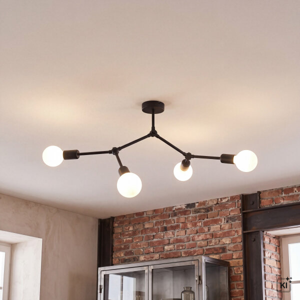 Deckenleuchte Schwarz 4xE27 Wohnzimmer Lampe AARON