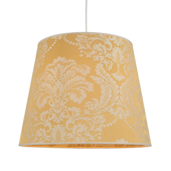 Lampenschirm Gold Stoff Muster E27 Pendelleuchte
