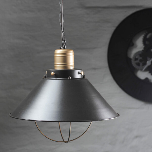 Vintage Hängeleuchte Schwarz Kupfer Industrial Design