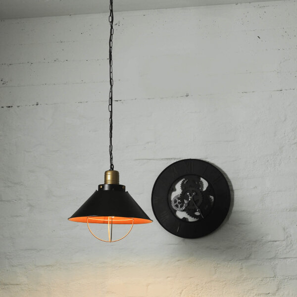 Vintage Hängeleuchte Schwarz Kupfer Industrial Design