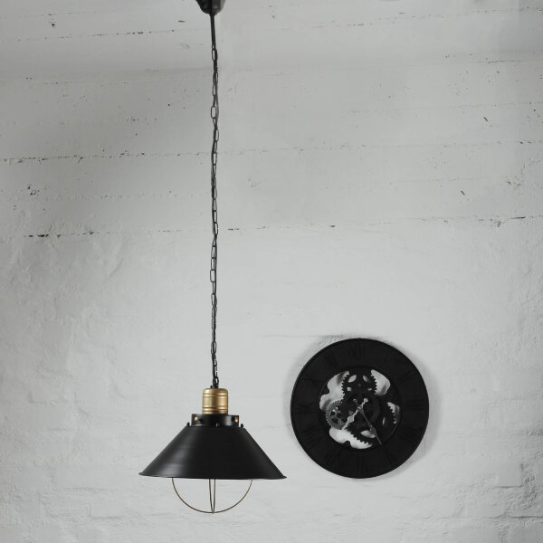 Vintage Hängeleuchte Schwarz Kupfer Industrial Design