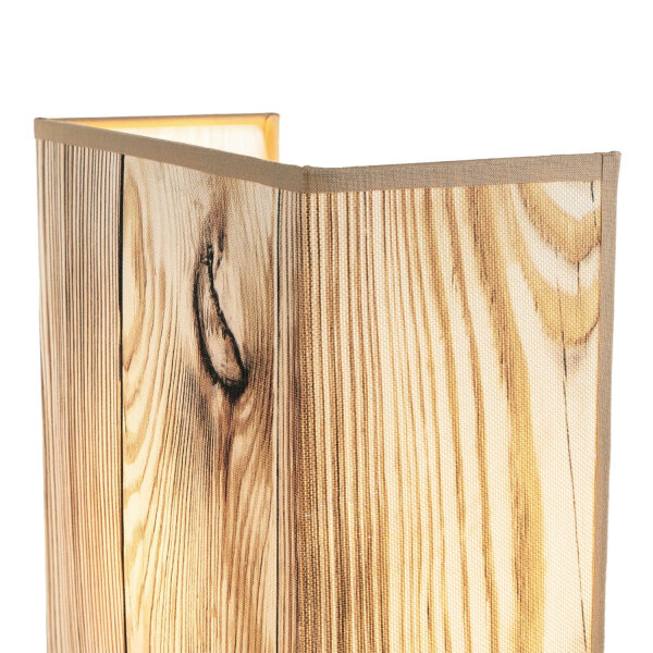 Eckige Wandleuchte Stoff Loft Design Holz Optik E27
