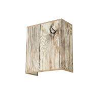 Eckige Wandleuchte Stoff Loft Design Holz Optik E27