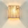 Eckige Wandleuchte Stoff Loft Design Holz Optik E27
