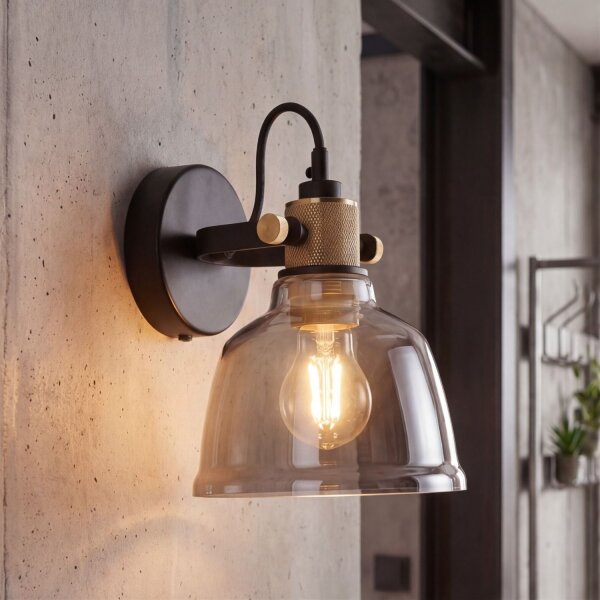 Wandlampe ZERO in Rauch Schwarz Glas Spot Lampe