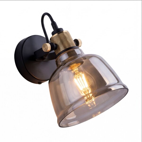 Wandlampe ZERO in Rauch Schwarz Glas Spot Lampe