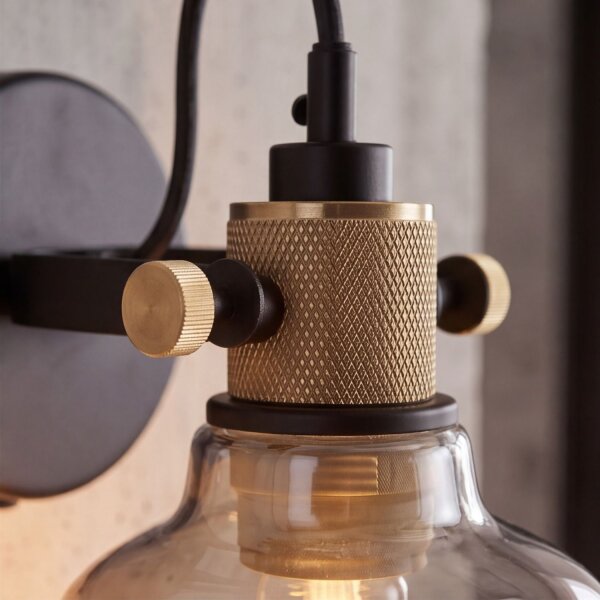 Wandlampe ZERO in Rauch Schwarz Glas Spot Lampe
