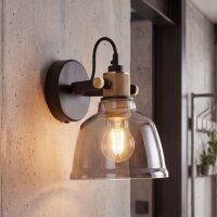 Wandlampe ZERO in Rauch Schwarz Glas Spot Lampe