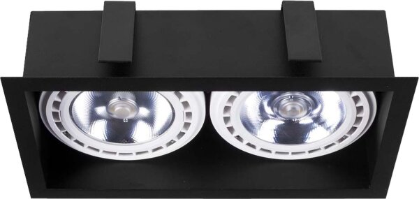 Einbauleuchte Decke Schwarz B: 25 cm Metall eckig