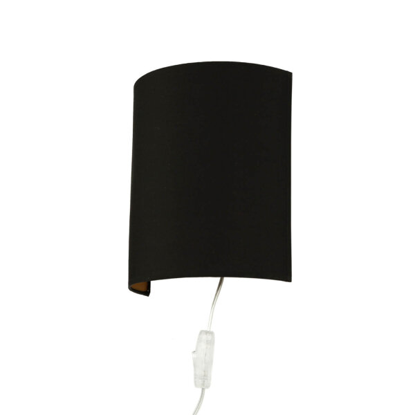 Stoff Wandlampe mit Kabel Schalter Schwarz ALICE