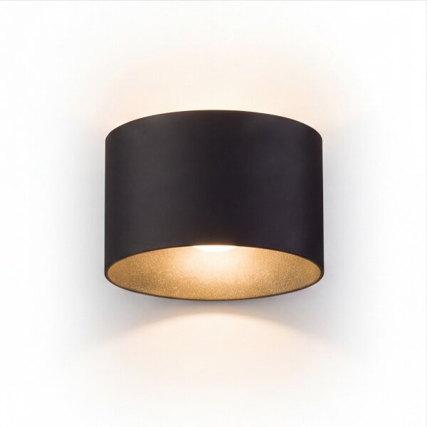 Runde LED Wandleuchte Außen Up Down Schwarz Ø17cm