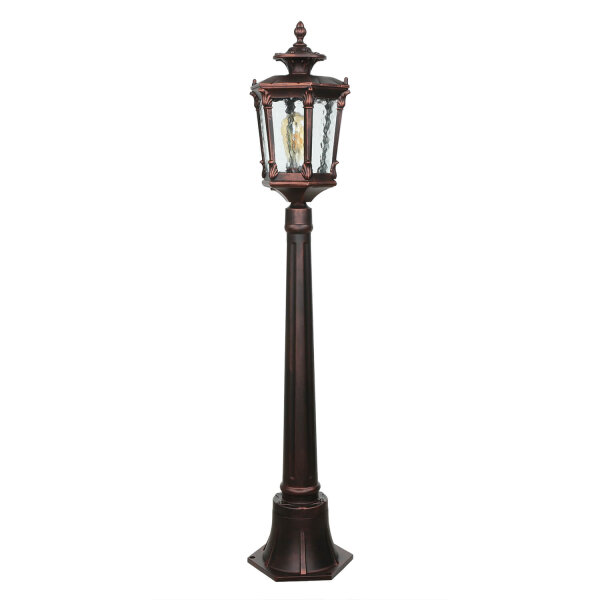 Außen Stehlampe Bronze Antik Ornament Glas E27 AMUR