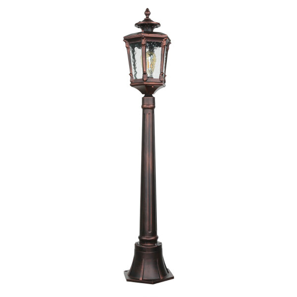 Außen Stehlampe Bronze Antik Ornament Glas E27 AMUR