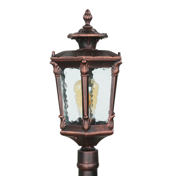 Außen Stehlampe Bronze Antik Ornament Glas E27 AMUR
