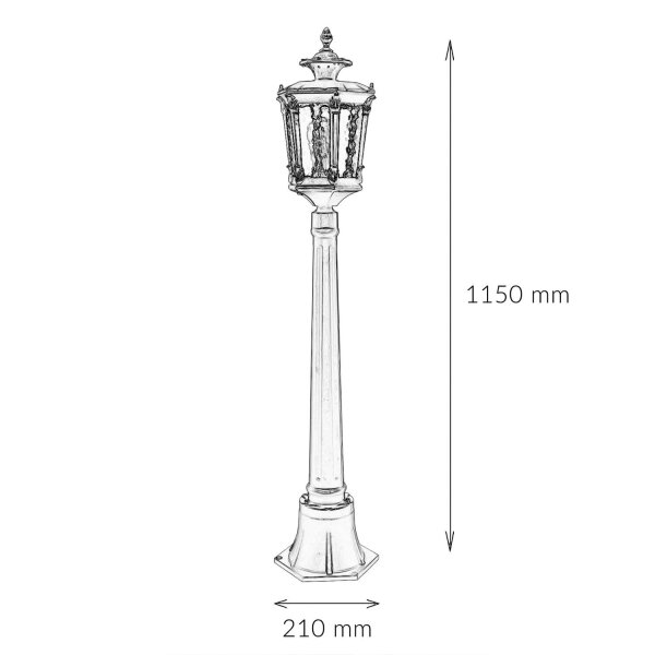 Außen Stehlampe Bronze Antik Ornament Glas E27 AMUR