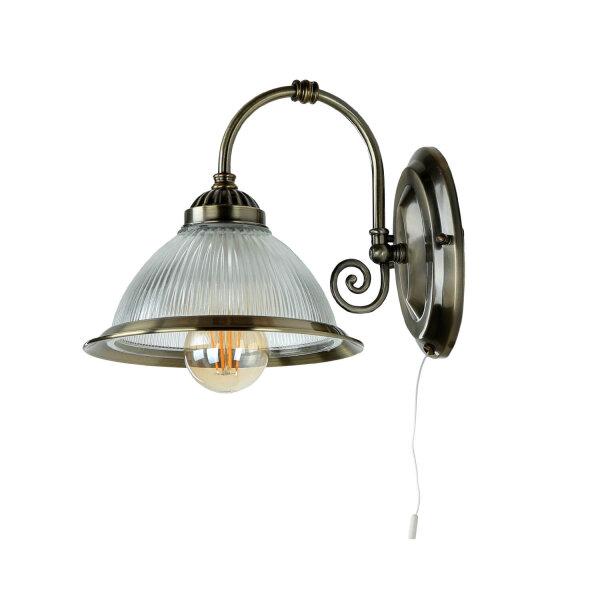 Jugendstil Wandlampe mit Glasschirm Antik