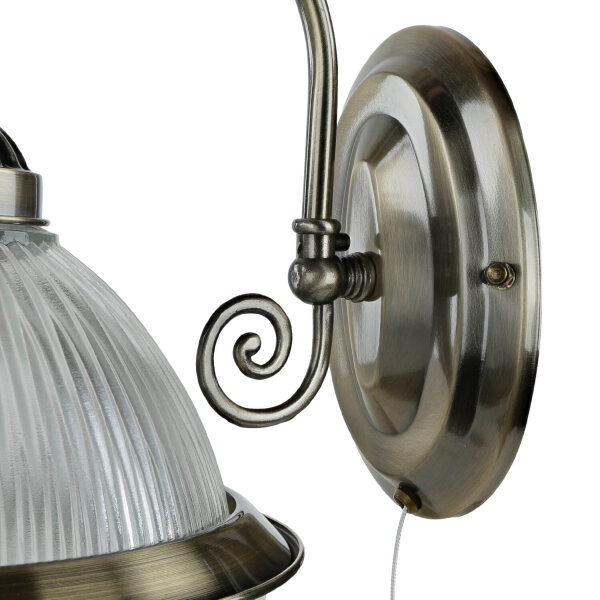 Jugendstil Wandlampe mit Glasschirm Antik