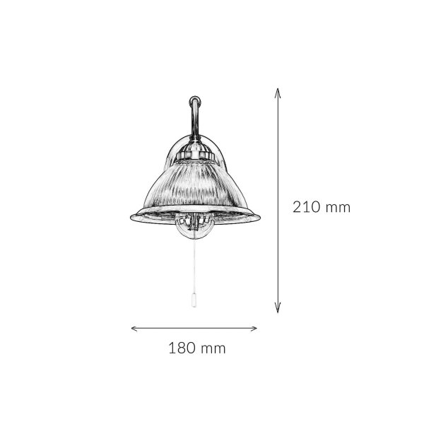 Jugendstil Wandlampe mit Glasschirm Antik