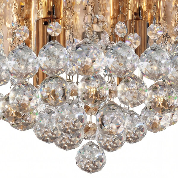 Klassische Deckenleuchte Gold Kristall Glas Metall 4x G9 Ø35 cm