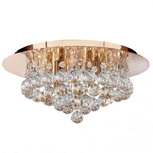Klassische Deckenleuchte Gold Kristall Glas Metall 4x G9 Ø35 cm