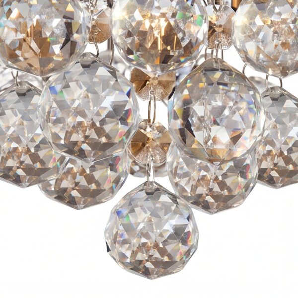 Klassische Deckenleuchte Gold Kristall Glas Metall 4x G9 Ø35 cm