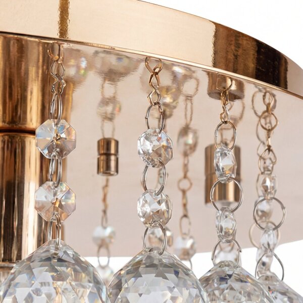 Klassische Deckenleuchte Gold Kristall Glas Metall 4x G9 Ø35 cm