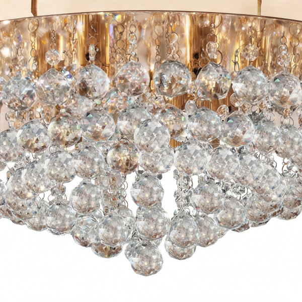 Klassische Deckenleuchte Gold Kristall Glas Metall 8x G9 Ø55 cm