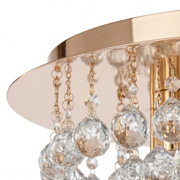 Klassische Deckenleuchte Gold Kristall Glas Metall 8x G9 Ø55 cm