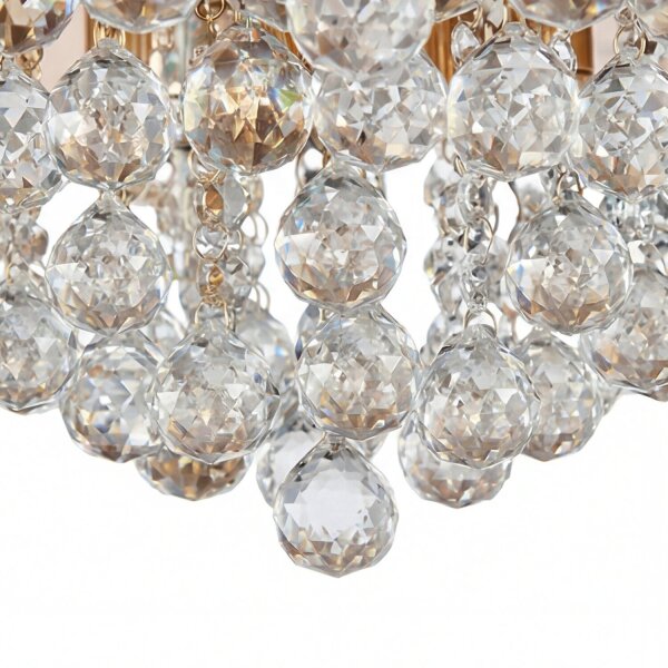 Klassische Deckenleuchte Gold Kristall Glas Metall 8x G9 Ø55 cm
