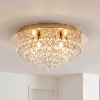 Klassische Deckenleuchte Gold Kristall Glas Metall 8x G9 &Oslash;55 cm