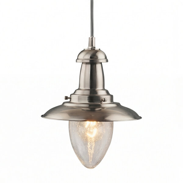Pendelleuchte Industrie Silber Glas E27 Ø18 cm Maritim