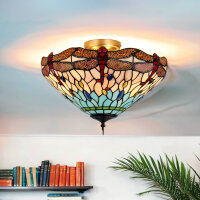 Deckenleuchte Tiffany Stil Ø 40 cm 3x E14 Buntglas