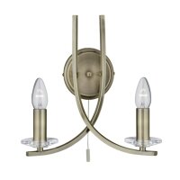 Moderne 2 flammige Wandleuchte antik messing